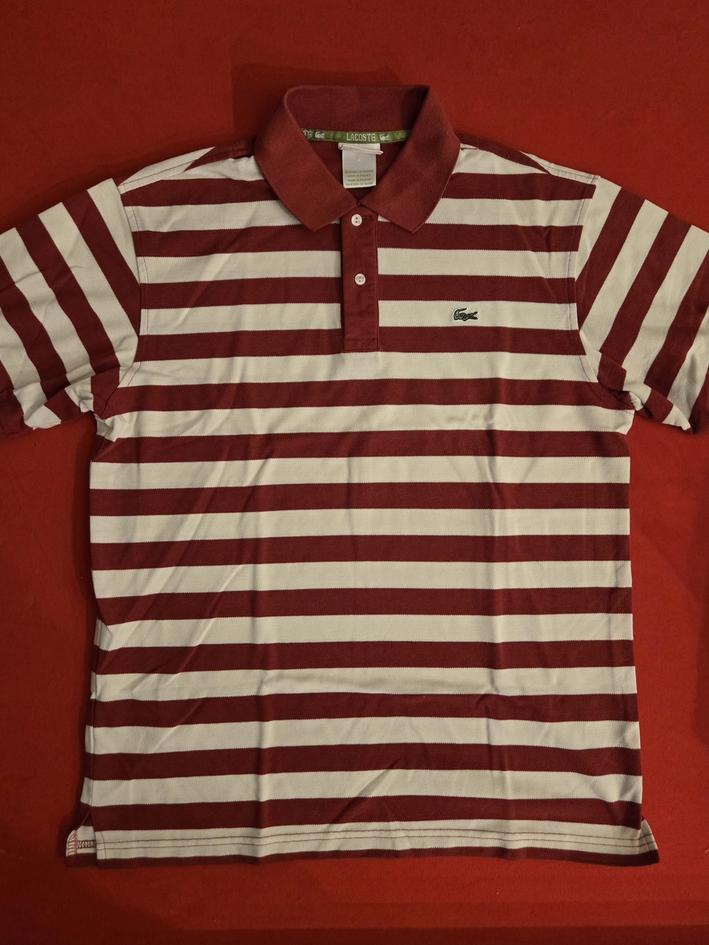 Izod Lacoste  and Maroon And White Striped Polo Shirt